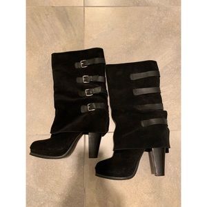 Black buckle heel boots 8.5